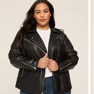 Lane Bryant Women's Black Faux Leather Moto  Jacket